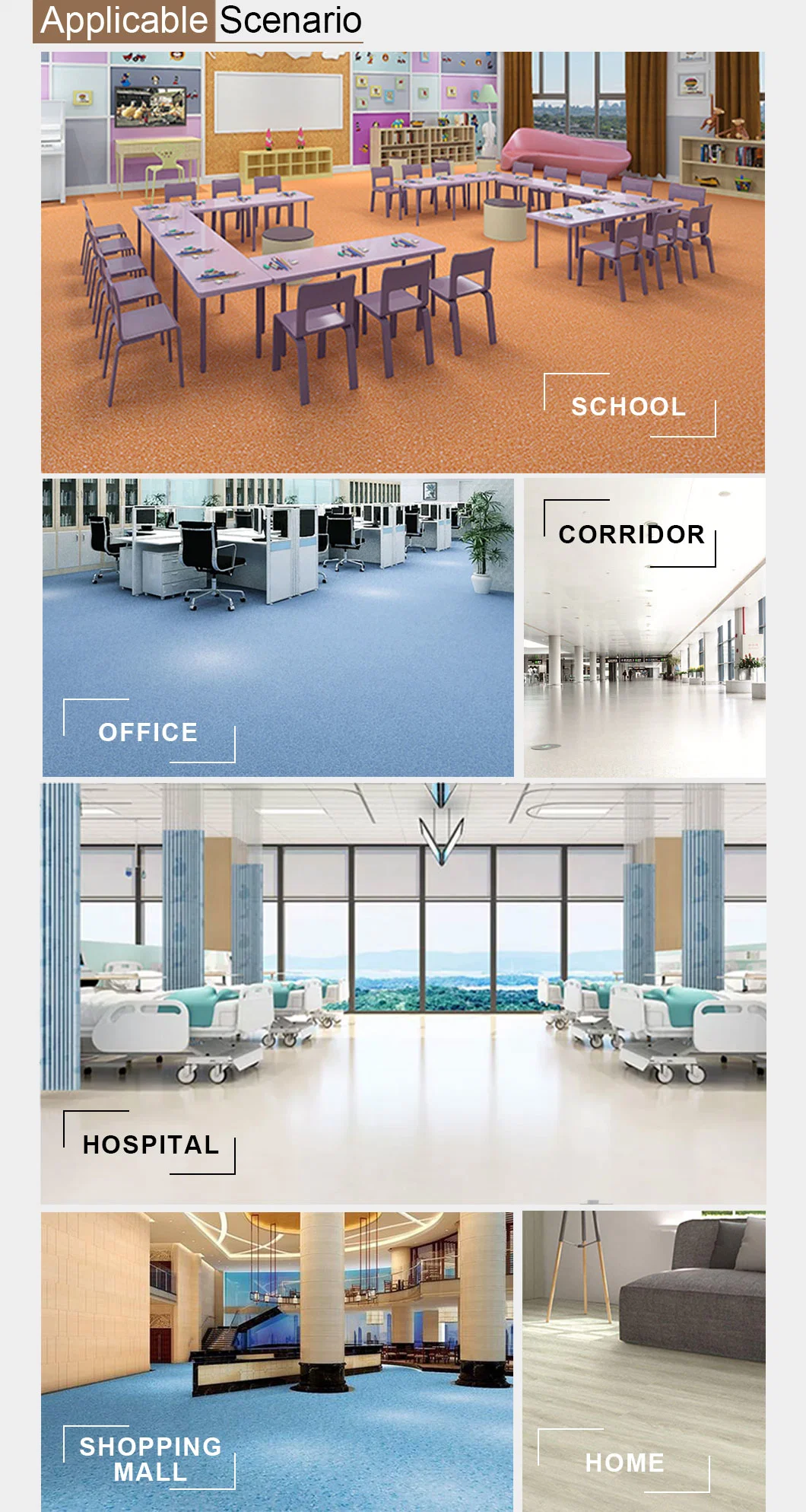 5% off Waterproof Non-Slip Hospital PVC Vinyl Flooring Building Material